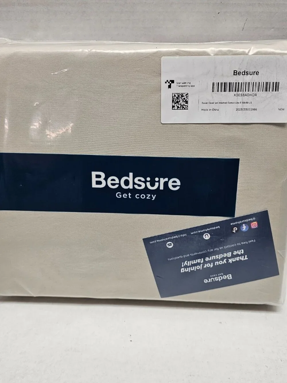 New Twin Bedsure Get Cozy Beige Tan Duvet Cover Pillowcase Set Polyester NWT